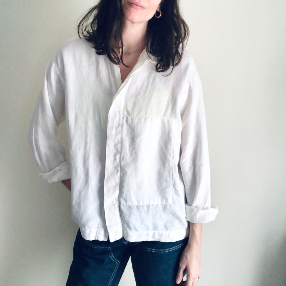 Eskandar 100% linen white button down - Picture 16 of 16